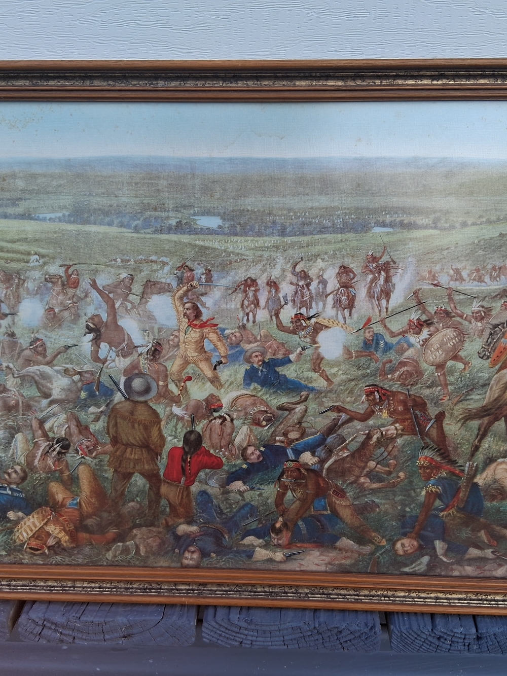 vintage lithograph print of Custer's Last Fight, a famous 1896 painting